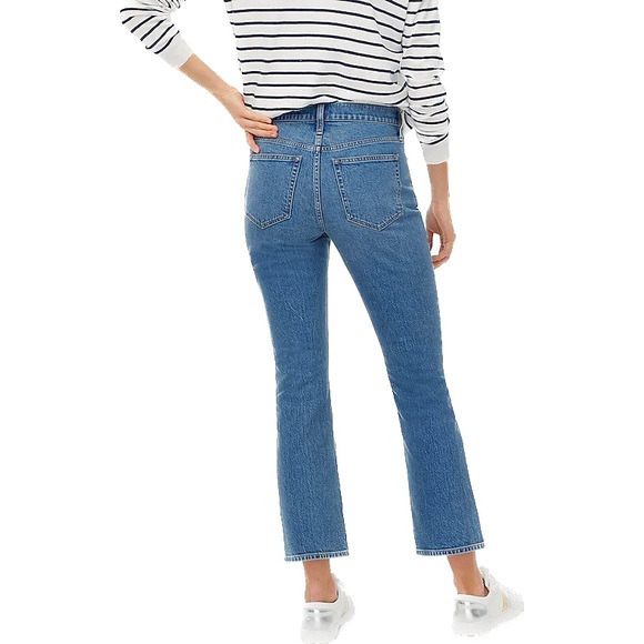 J. CREW Flare Crop Jeans Stretch Denim Button Fly Ankle Medium Wash 5 Pocket NWT - Picture 4 of 7